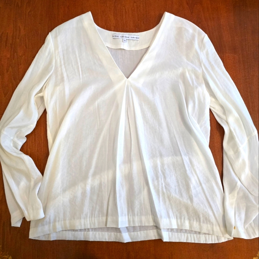 & Other Stories Summer Workwear: White, Long-sleeved Blouse w Buttons Sz 36 S/M